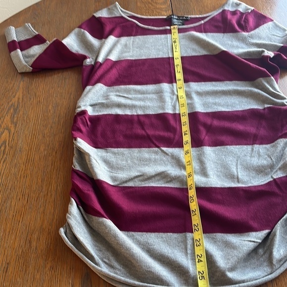 United States Sweaters ruched gray and wine color stripes size L boat neck - Picture 9 of 13